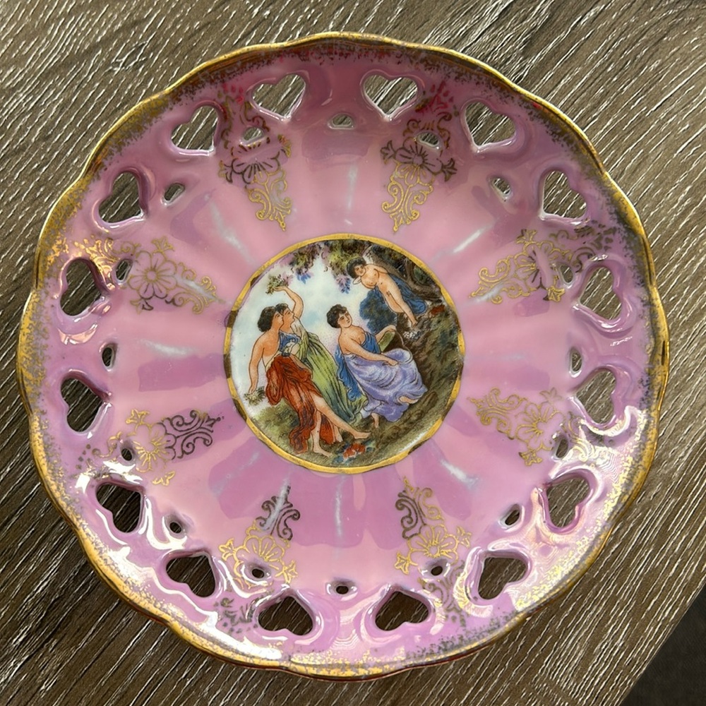 Vintage Lefton China Pink Pearl saucer. C.1950